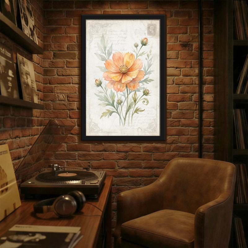 Plantes et fleurs, reproduction d'art rétro à l'aquarelle florale, H 36 po x l 24 po