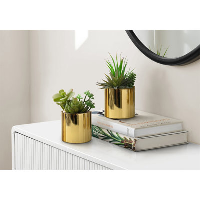 Plante artificielle, hauteur de 7 po, plante grasse, intérieur, faux, faux, table, verdure, pot, ensemble de 2, plantes vertes décoratives, pots
