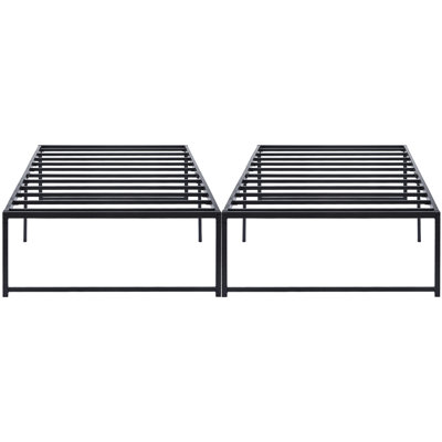 Ensemble de 2 cadres de lit simple en métal Rukadikar, ensemble de 2 cadres de lit en métal de 18 pouces de hauteur, sommier en acier robuste, rangement maximal sous le lit, aucun sommier requis, assemblage facile, support silencieux