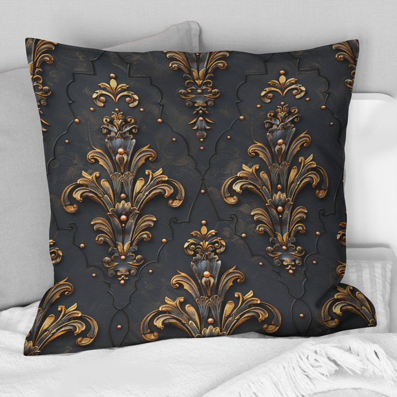 Glam Damask Motif II - Coussin Glam, H 18 po x H 18 po