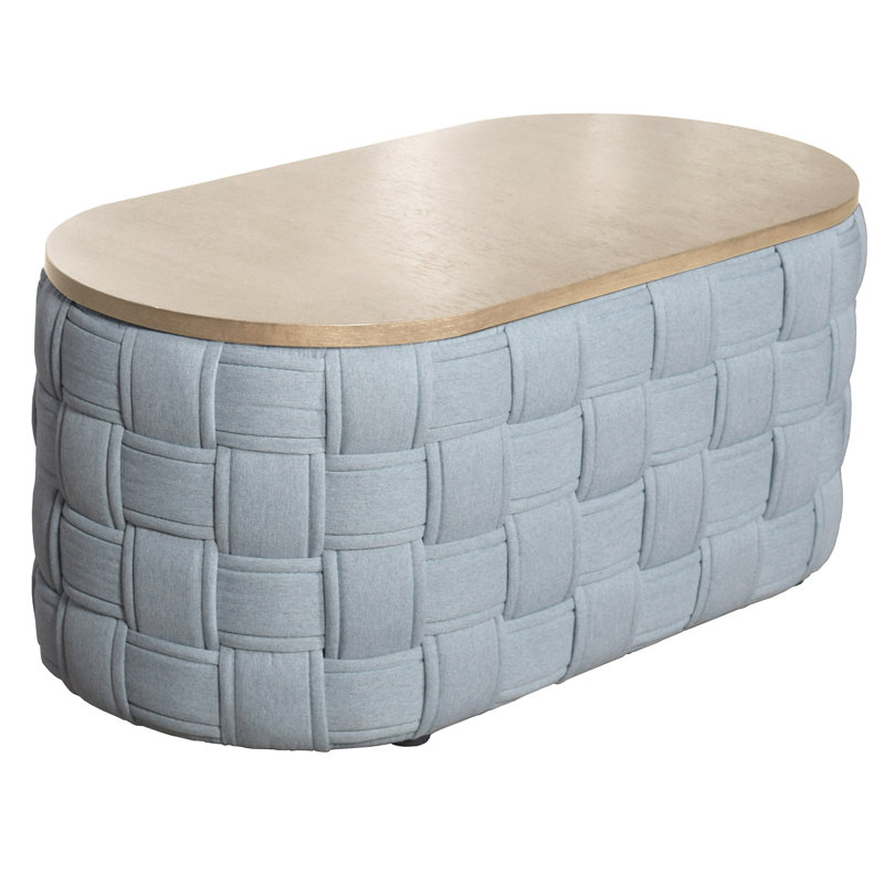 Table basse bleu sarcelle, plateau de table de 15 mm d'épaisseur pour des besoins variés, forme ronde, tissu chenille, attrait en bois naturel polyvalent, forme agréable de communication, finition texturée douce