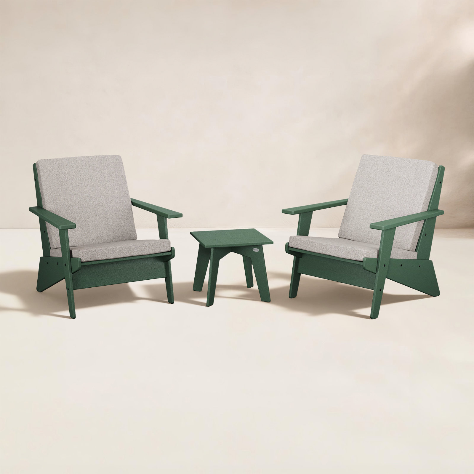 POLYWOOD® Riviera 2-Person Patio Seating Group, Weathered Tweed, Green