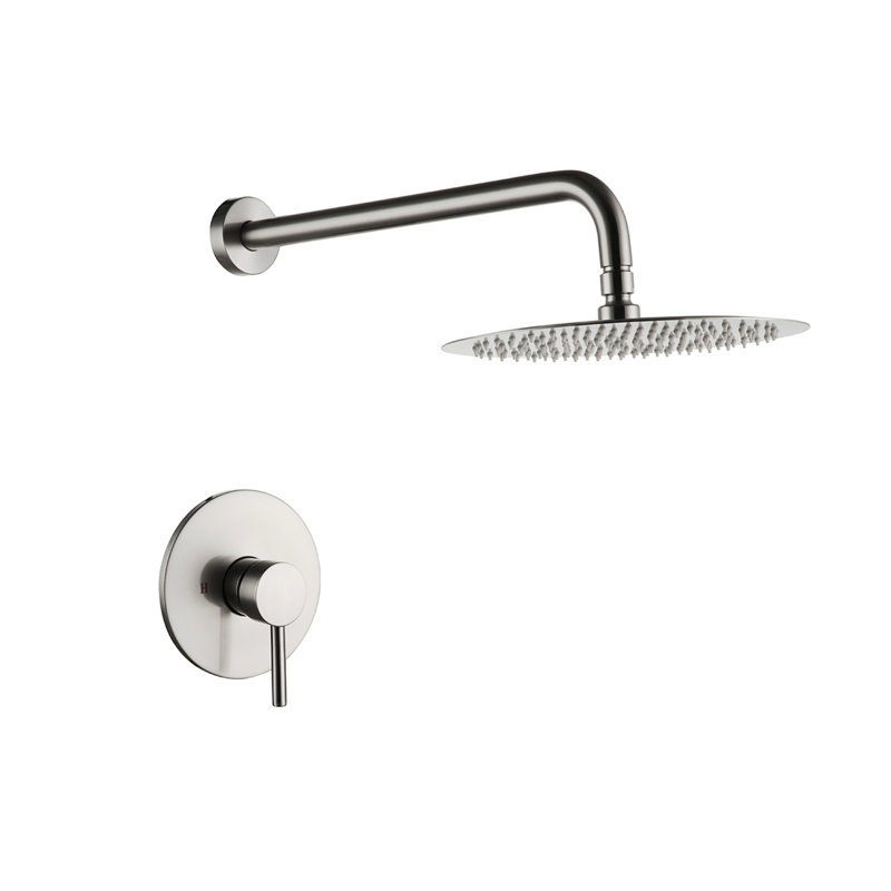 Brushed Nickel Shower Faucet Wall Mounted With Included Valve - Brass Construction Arrangement