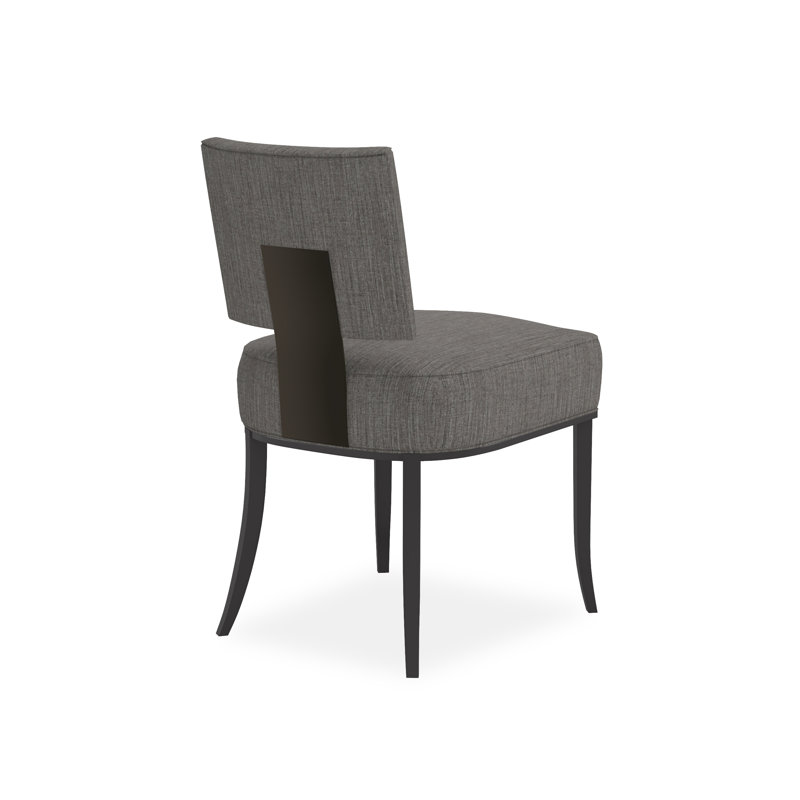 Caracole Classic Upholstered Dining Chair, Gray, Black/Bronze