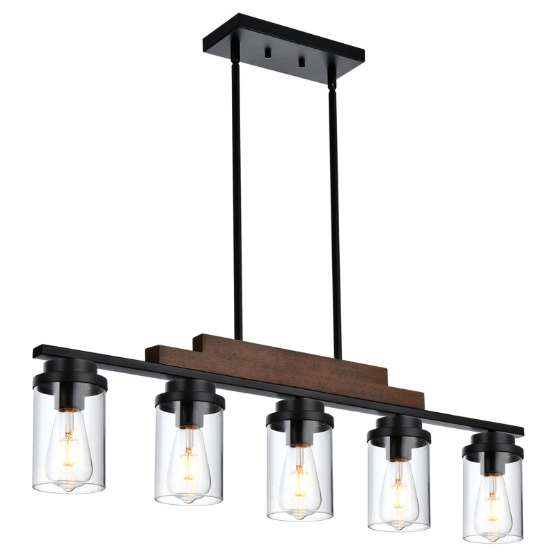 Luminaire suspendu pour îlot de cuisine 5 lumières noir mat Enid