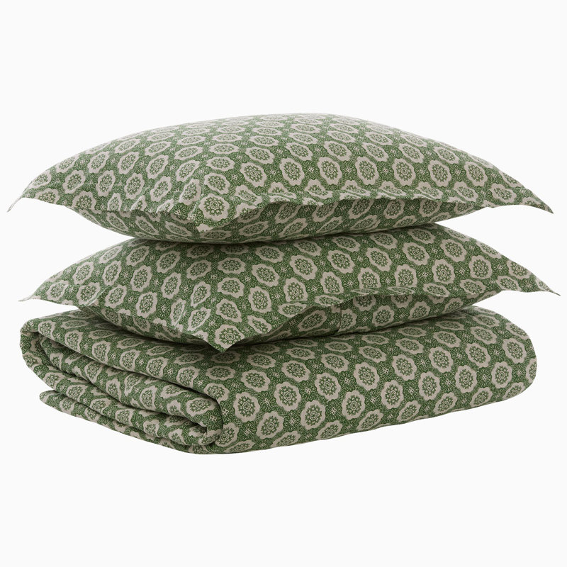 Atulya Percale Duvet Cover Set, Queen Duvet Cover + 2 Pillow Shams