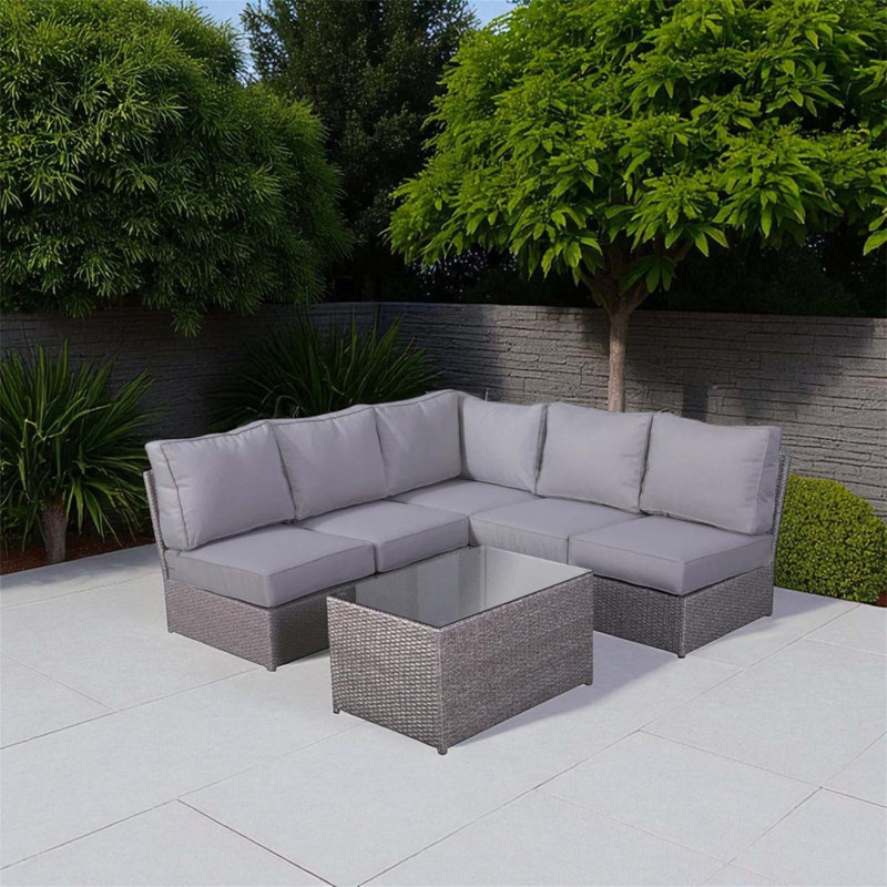 Ensemble de conversation de terrasse pour 4 personnes avec coussins entièrement assemblé