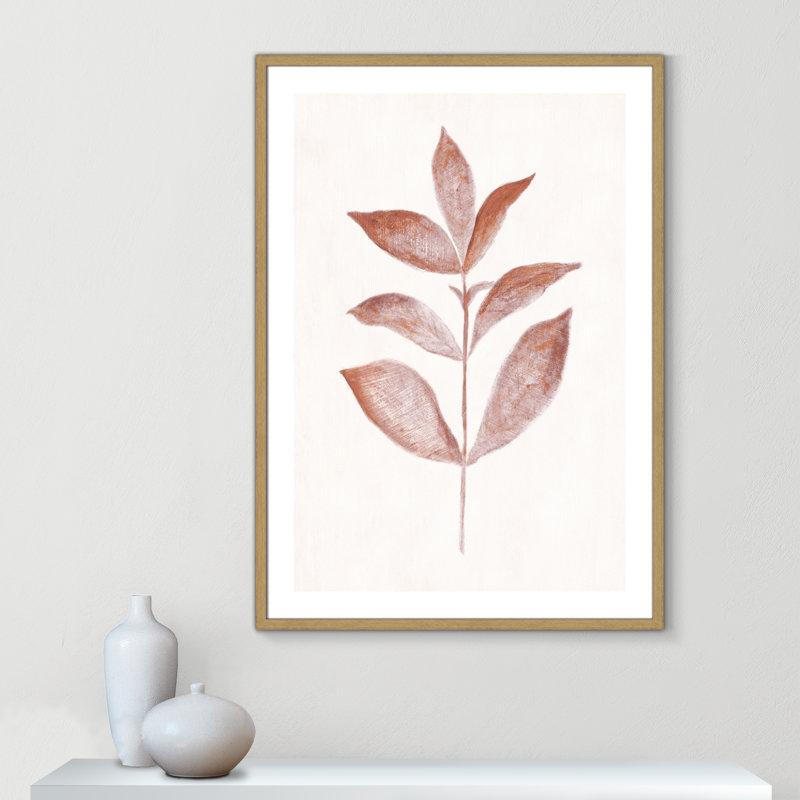 Wilfrid Red Leaf III par Tara Studios - reproduction d'art, Toile avec cadre en bois beige, H 41,5 po x l 29,5 po x P 0,75 po