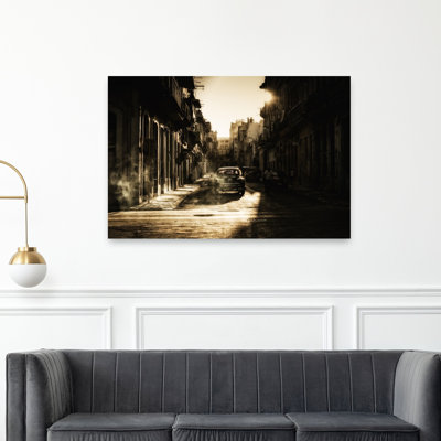 Classic Car Old Havana Classic Retro Vintage Architecture City Wall Art Print 1 Piece Wrapped Canvas Wall Art