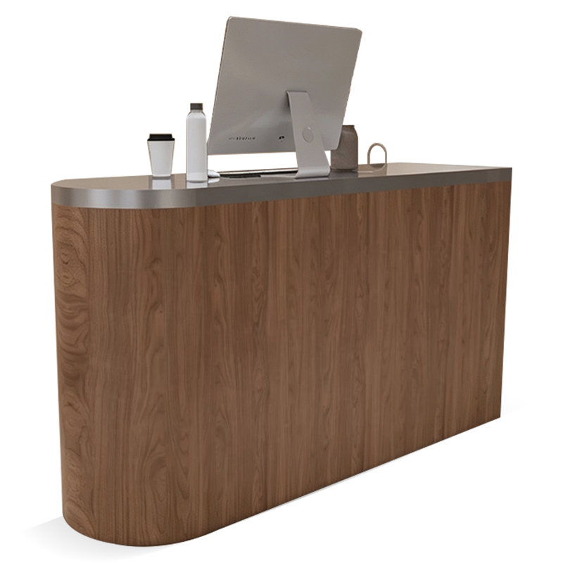 Bureau de réception contemporain en bois manufacturé ovale, Noyer, R