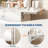 Modern White Vanity Desk with LED Mirror & Fold-Up Panel, Storage Stool, and Open Shelves – Compact Bedroom Dressing Table, White