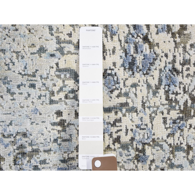 Tapis de couloir de conception unique noué à la main Ivoire 2 pi 5 po x 8 pi Belayneh Tapis décoratif