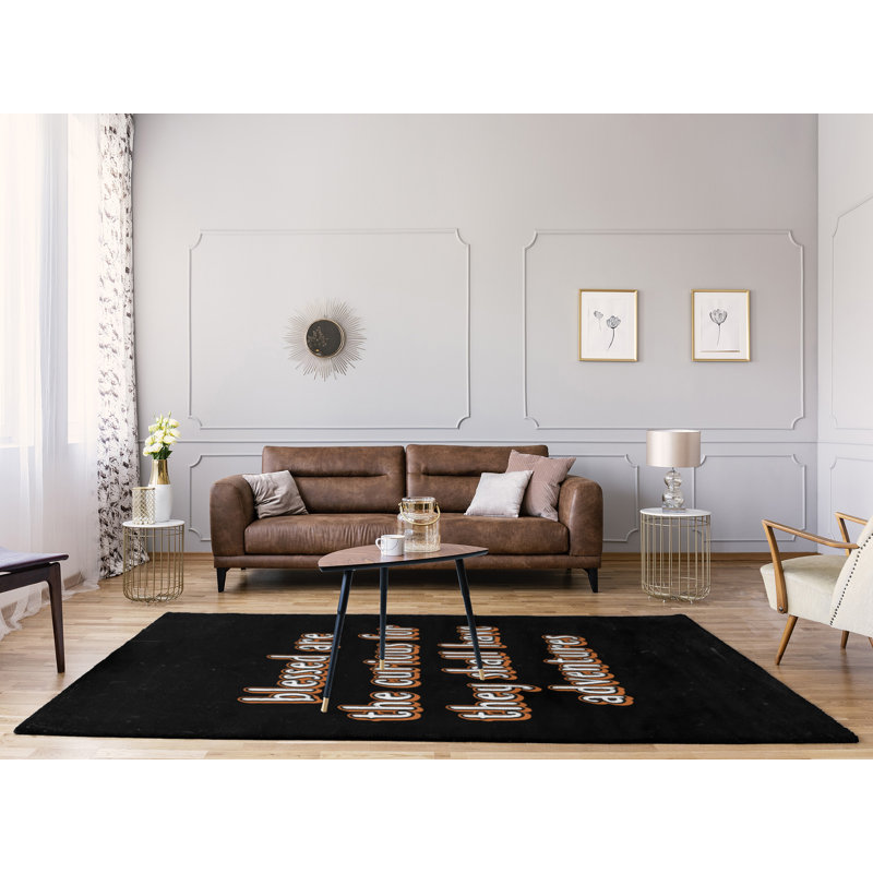 Tapis en chenille de polyester style citations, Rectangle 5 pi x 7 pi