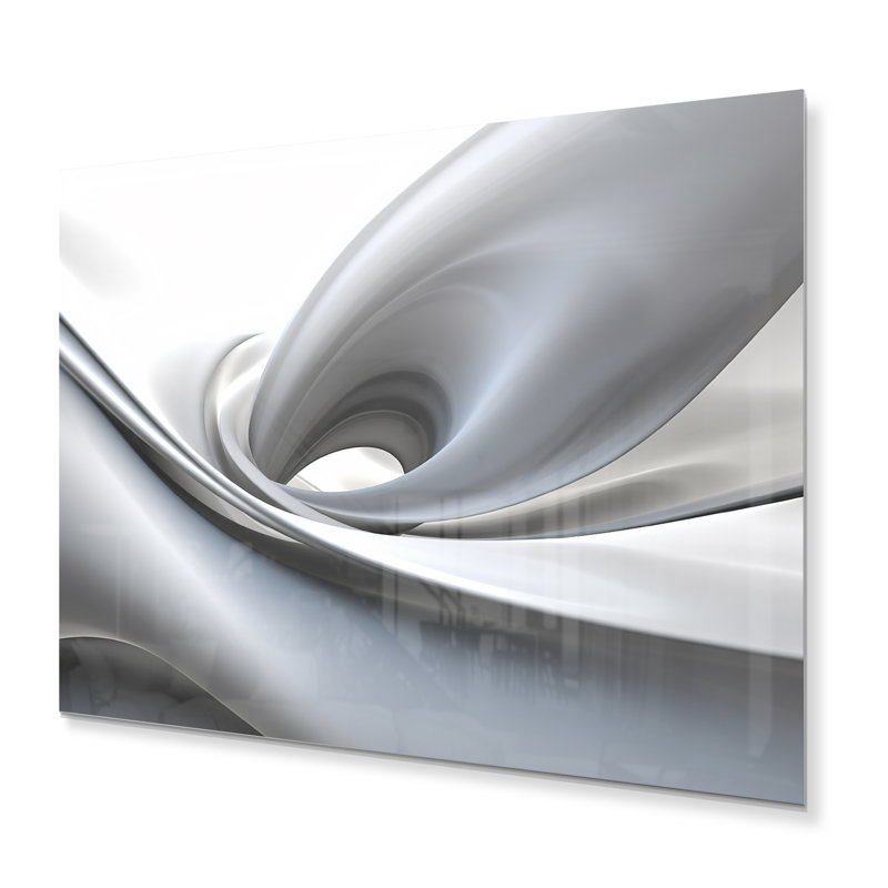 Abstraction contemplative sur fond blanc blanc gris, H 30 po x l 40 po
