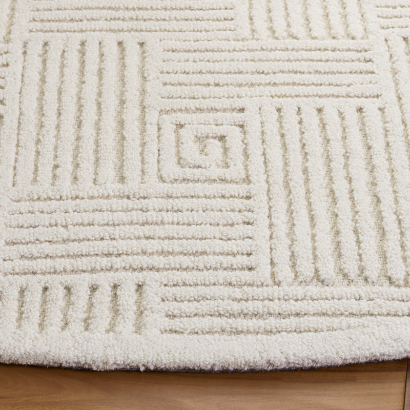Textural 112 Hand Tufted 80% Wool; 20% Cotton Geometric Shapes Rug, Round 6'