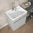 Freestanding 30'' Light Grey Laundry Sink Cabinet with Hot & Cold Water Faucet Drop-in Solid Surface Utility Sink