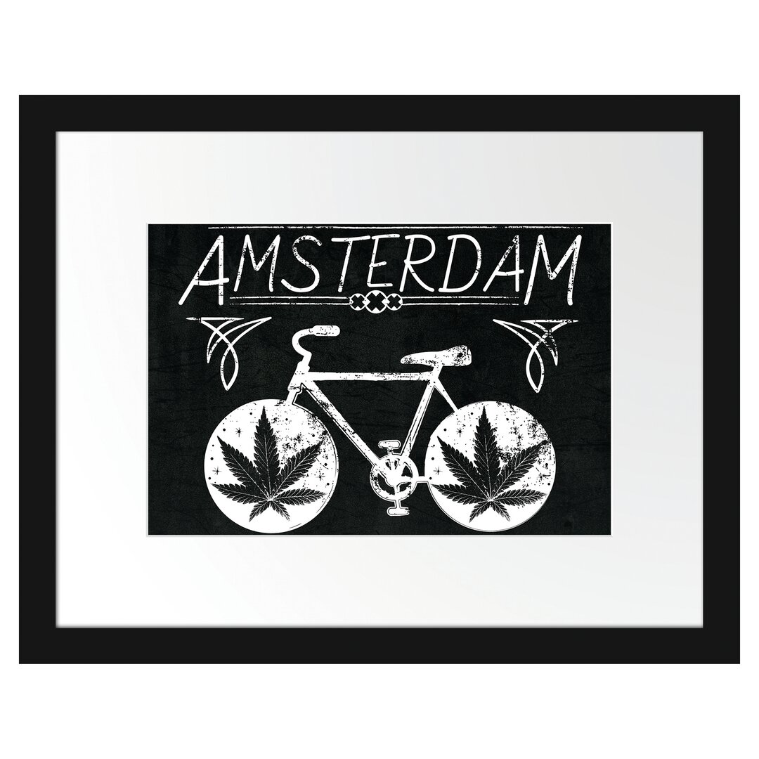 Gerahmtes Poster Amsterdam Black