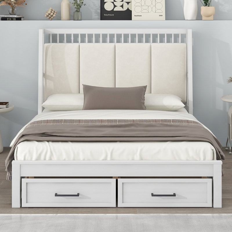Lit plateforme Braconi avec matelas inclus, Double
