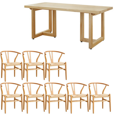 Ensemble de table de salle à manger en bois massif de style nordique