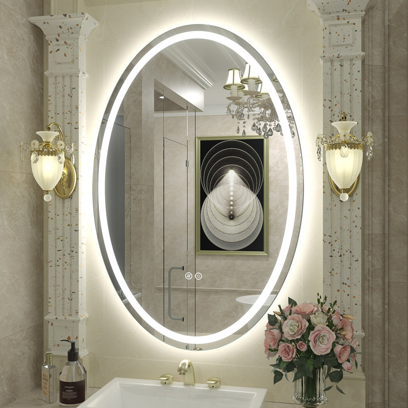 Miroir ovale en verre trempé anti-buée Aevar, 36 po x 24 po