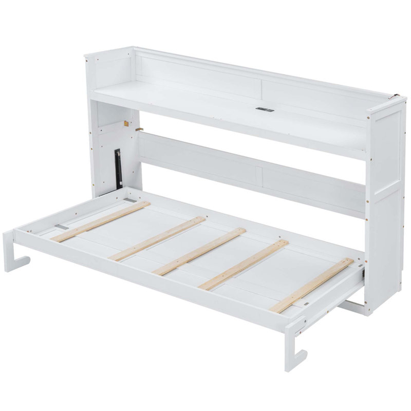 Lit escamotable avec bureau, lumière DEL et station de charge USB