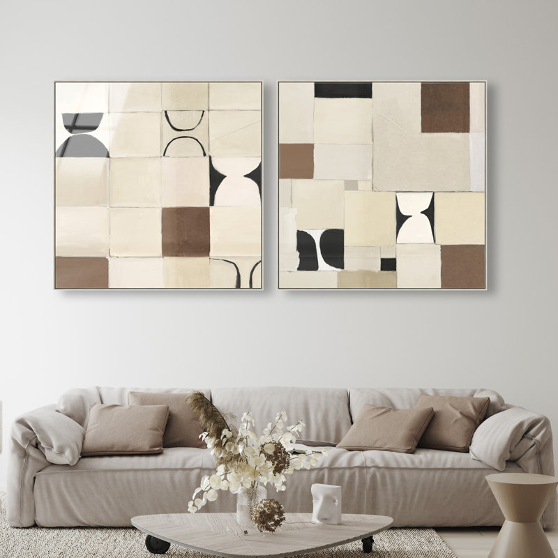 Boho Tiles Set High-Gloss Frameless Acrylic Glass Wall Art Abstract Print by Oliver Gal, Ready to Hang, 12 x 12