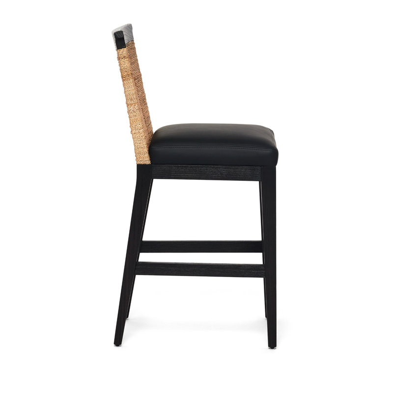 Reed Counter Stool, Black Seat/Black Frame