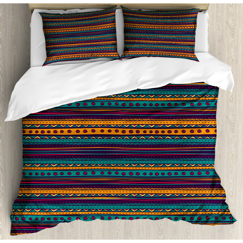 Basso Multicolour Microfibre 350 TC Traditional Duvet Cover Set, 155 x 220 cm - 2 Pillowcases (80 x 80 cm)
