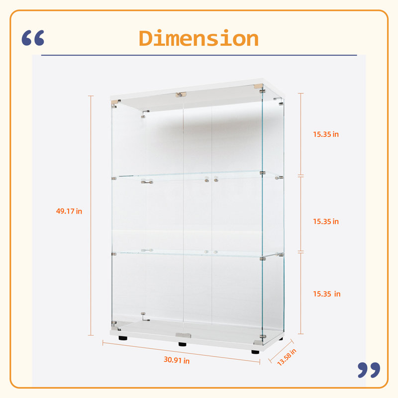 Reinforced Modern Tempered Glass Display Cabinet,Wine Cabinet,Storage Cabinet,File Cabinet,With Battery-Powered Paipai Light,Adjustable Floor Feet,Suitable For Uneven Ground,Can Be Placed Anywhere