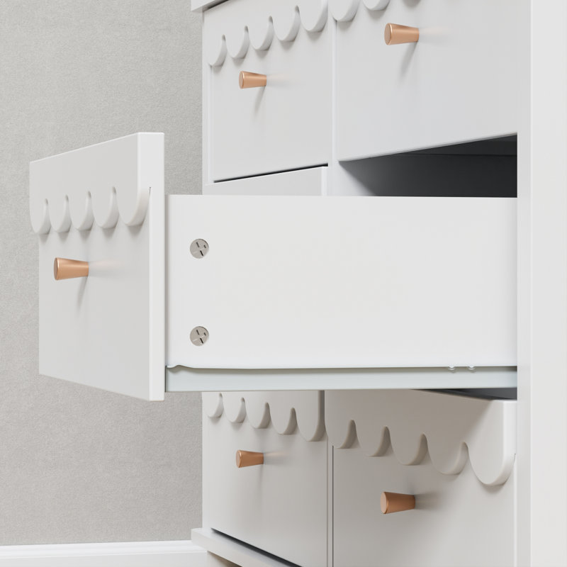 Dorlan 6 Drawer 43.1" W Laced Dresser, White