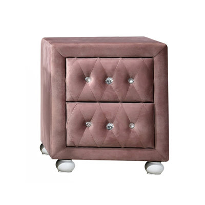 Pink Bedroom Nightstand With Metal Glide Mechanism - Smooth And Functional 2 For Ample Storage Modern Style