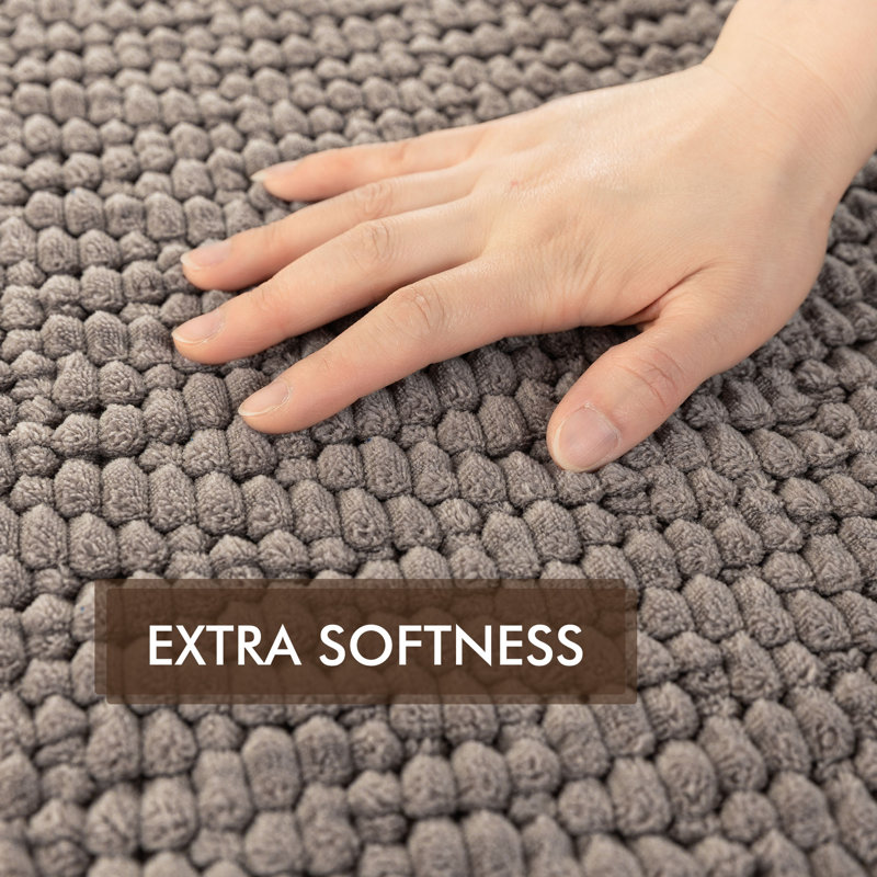 Extra Soft Absorbent Corduroy Non-Slip Bath Rug, 20"W x 32"L, Smoke Gray