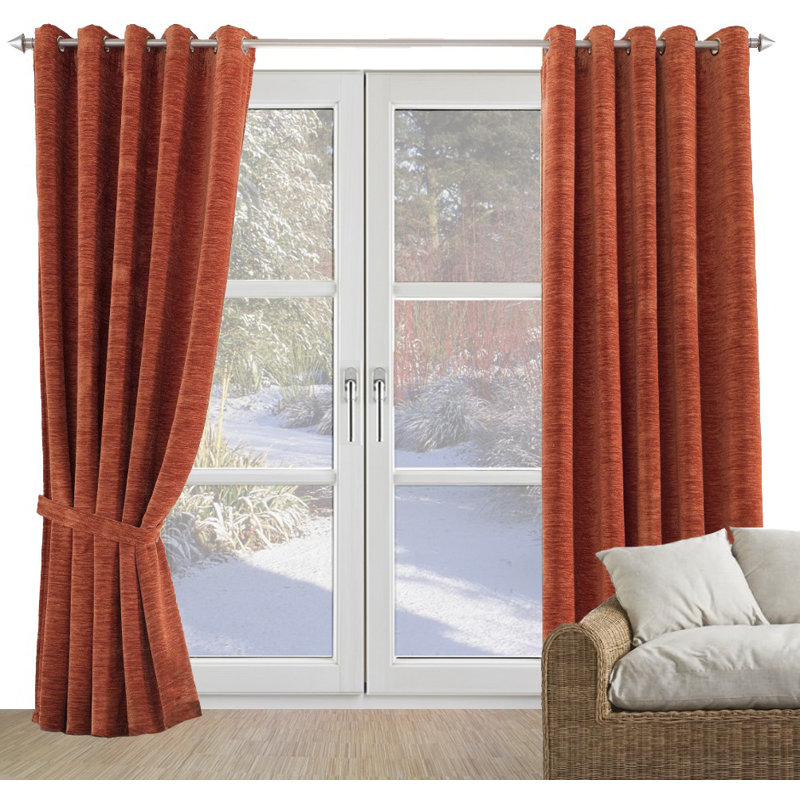Gracierose Synthetic Eyelet Single Curtain Panel, opaque, 225cm Width x 132cm Drop, Terra