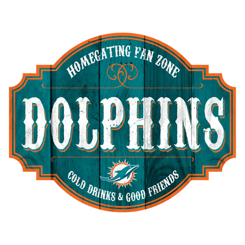 Entertainment Wall Decor, Miami Dolphins, 23.5" x 23.5" x 0.25"