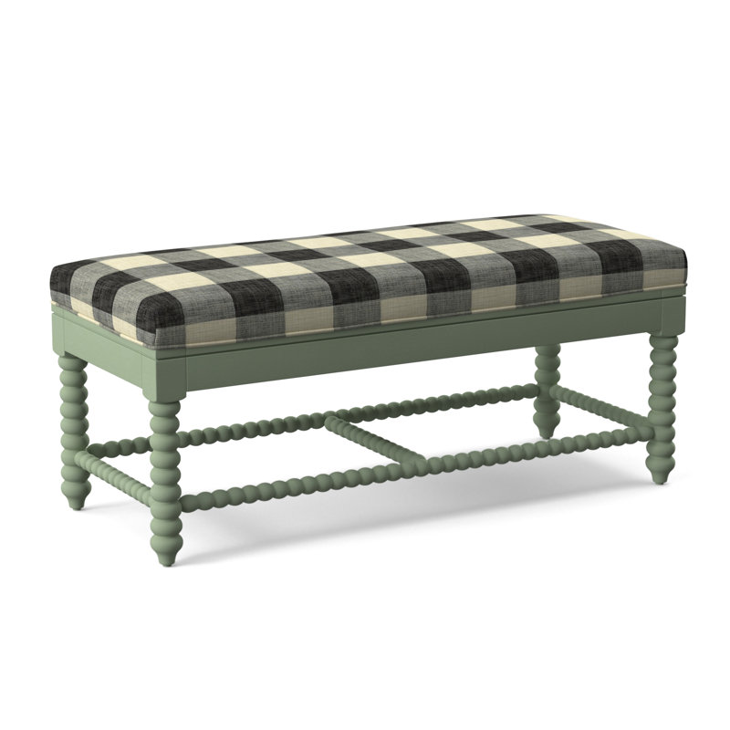 Louisa Bench, Black Buffalo Check; 0120-81, Celery Finish