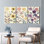 Motif floral sur toile tendue, ensemble de 3 reproductions de peintures à l'huile pour salon