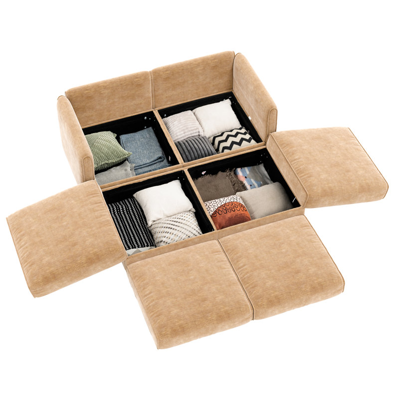 Chenille de chameau moderne avec 2 rangements, cylindrique pour le confort, rangement caché et flexibilité modulaire
