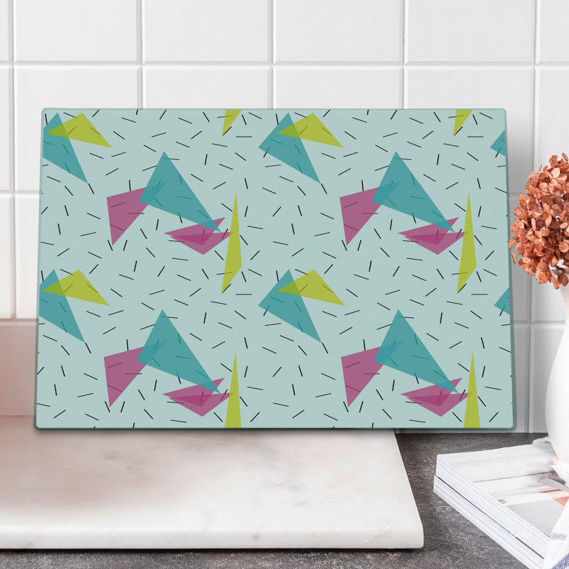 Ambesonne Abstract Cutting Board Large Size Memphis Style Forms Multicolor
