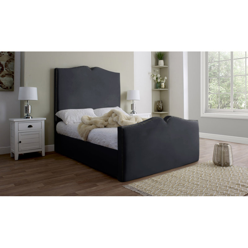 Annamolly Upholstered Velvet Bed, King, Steel