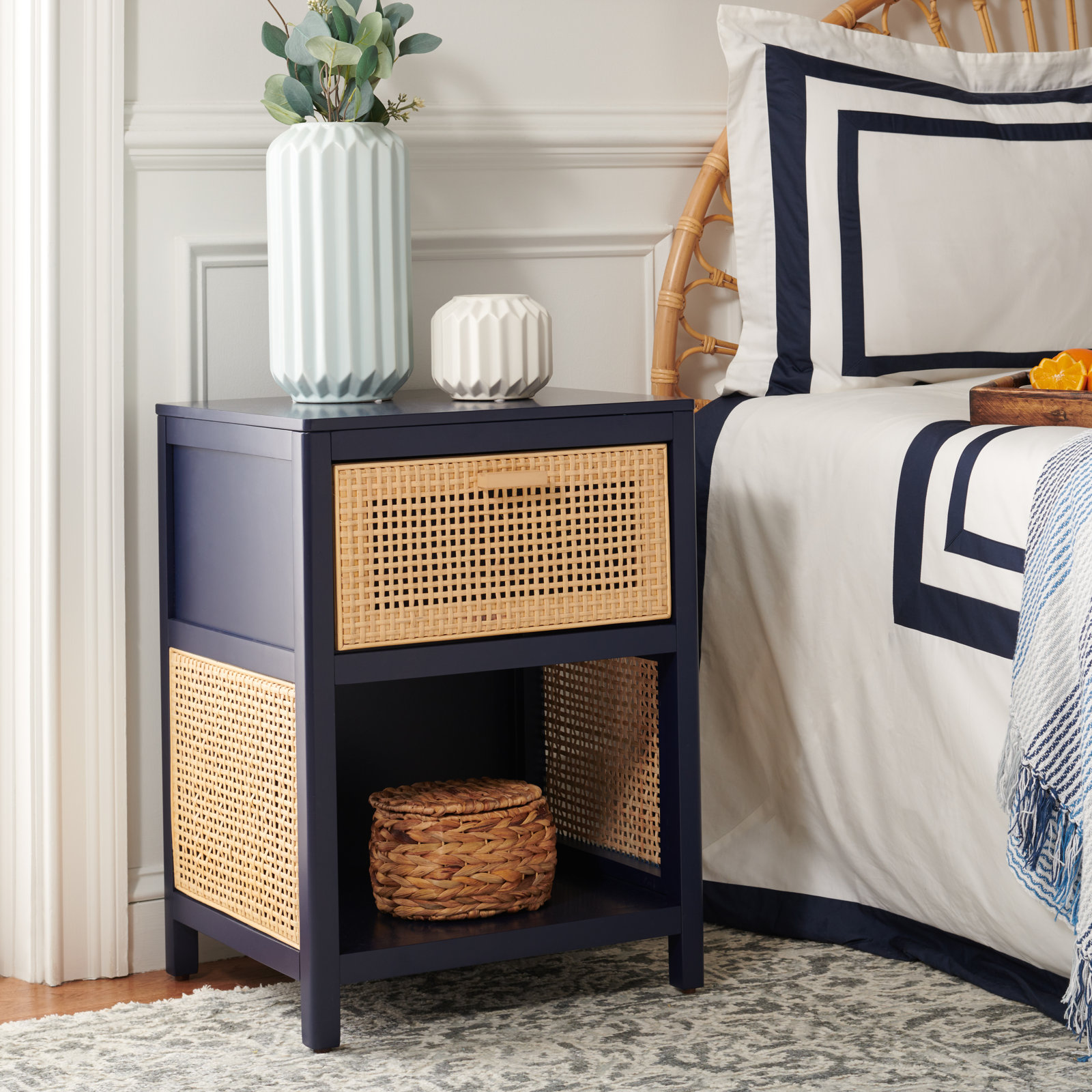 Epaulette Nightstand, Navy