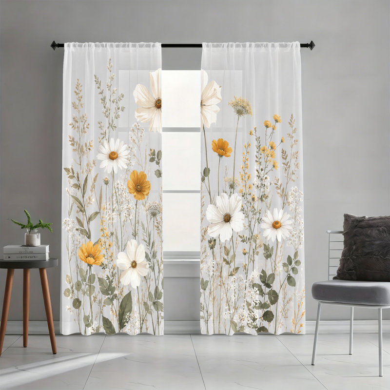 2PCS Wildflower Meadow Botanical Floral, L 52 po x H 63 po x 2 pièces