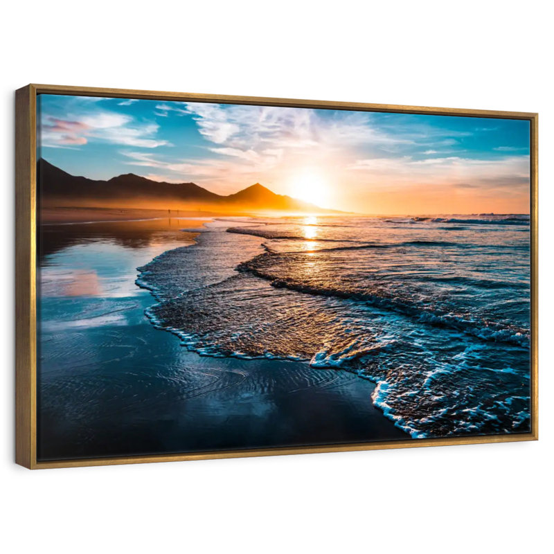 Sunset Bontrager Waves, Floating Frame Gold, 31" X 21"