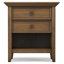 Table de chevet transitionnelle en bois massif l 24 po avec 2 tiroirs et tablette de rangement ouverte Amherst-580043186