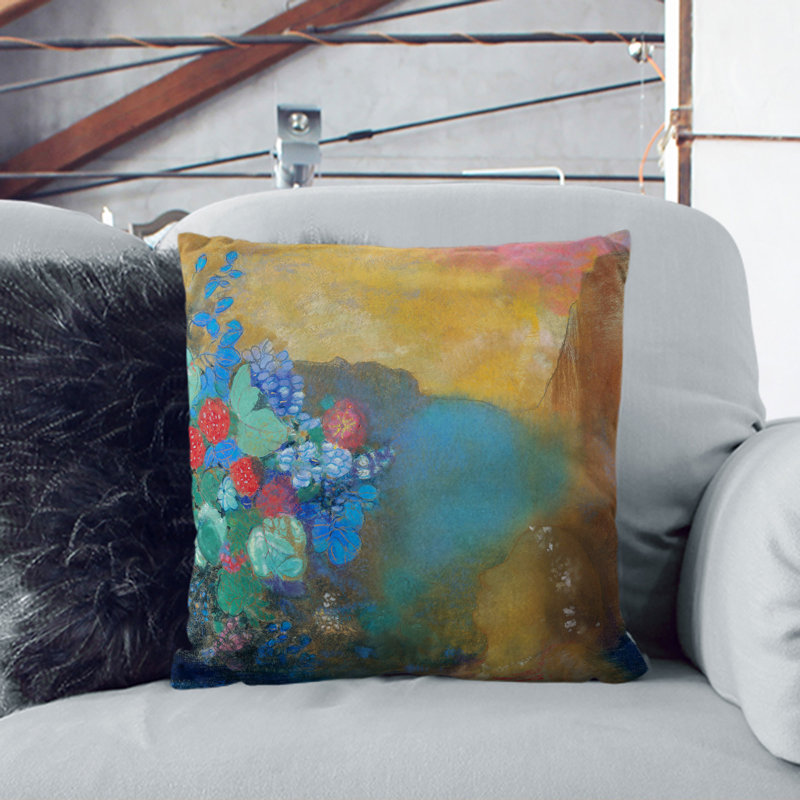 Ophelia Among The Flowers Square Throw Cushion, White, 55cm H x 55cm W x 20cm D