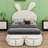 Upholstered Platform Bed with Cartoon Ears Shaped Headboard and Light-660836638-660836637