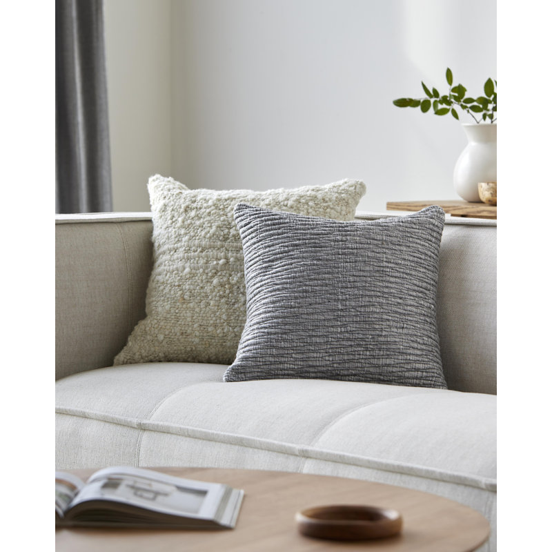 Coussin Elowyn, Ardoise pâle, 20 po x 20 po, Polyester/ Bourre en polyester