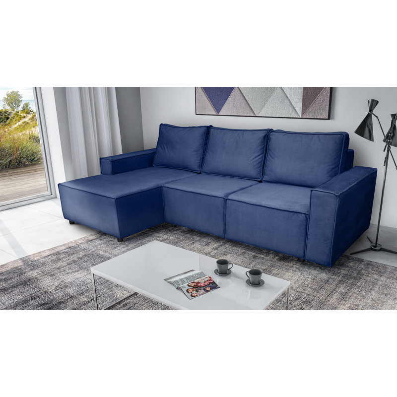 Jody 4 Seater Sofa Bed, Blue, Left Hand Facing