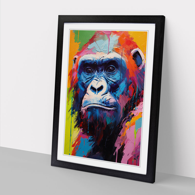 XYZ-FRM-V1223-3489 Gorilla Colour Field - Single Picture Frame Print on Wood