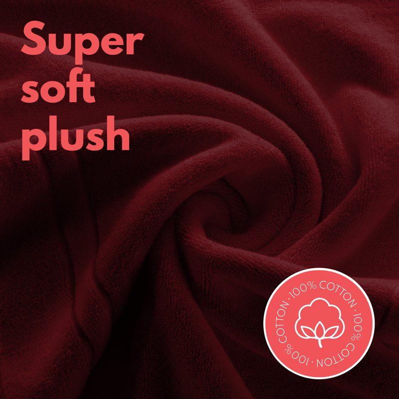 Patonai 100% Cotton Bath Mat, Burgundy, 44"