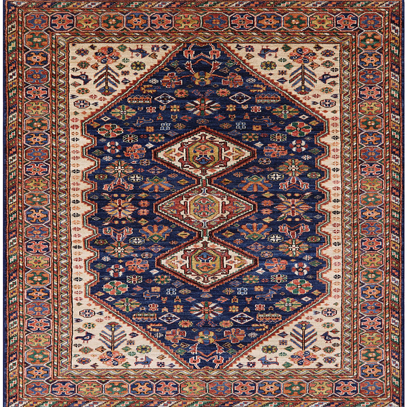 Tapis brun à motif oriental, Carré 6 pi
